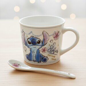 New Stitch Mug & Spoon Set – Disney Floral Design